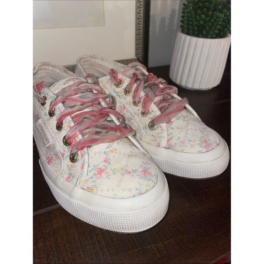 Superga X LoveShackFancy 2750 Vintage Floral Print Canvas Sneakers Size 6.5 - Picture 3 of 11